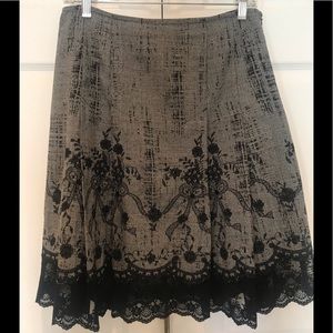 Cynthia Steffe Embroidered Skirt with Lace Trim